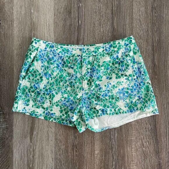 Madewell Blue/Green Floral Lace Shorts - Size: 6 - Picture 1 of 7